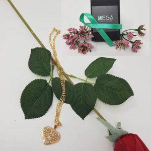 Gold plated Chain , 22 inch + heart shaped pendant